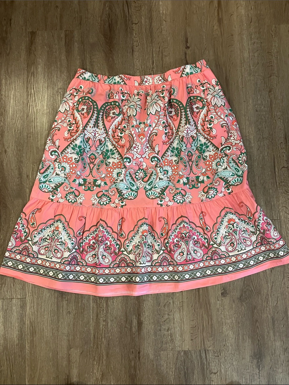 Talbots plus MODERN POPLIN FLOUNCE MIDI SKIRT - JUBILANT PAISLEY